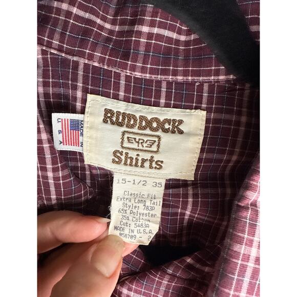 Ruddock Mens Western Pearl Snap Long Sleeve Plaid Shirt Medium - Picture 2 of 8